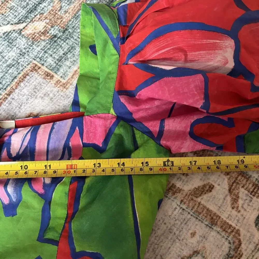 Farm Rio Tropical Bunch Puff Sleeve Top Womens XS Multicolored Buttons
